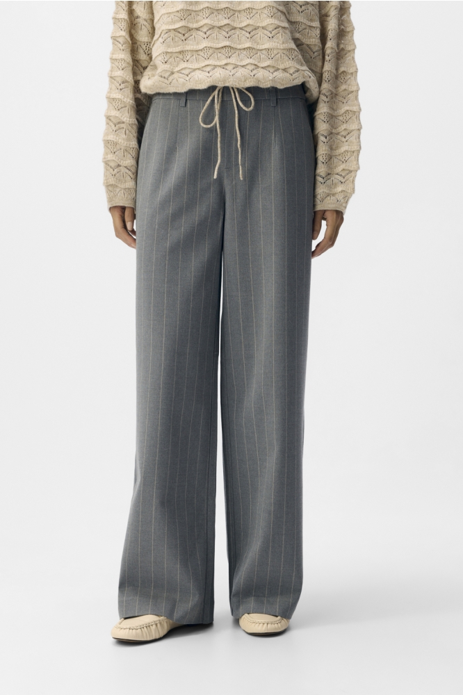 OBJLISA WIDE PANT AOP NOOS 23040544 MEDIUM GREY /HUMUS